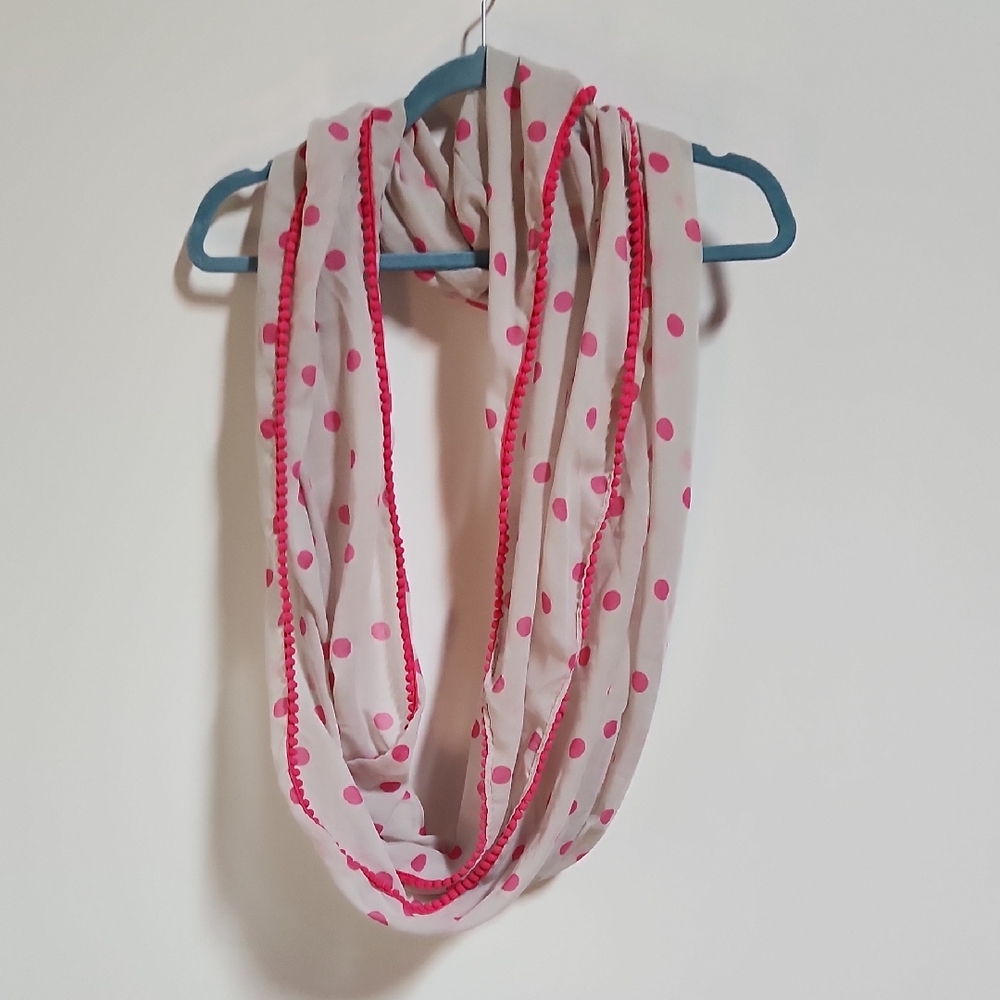 Aerie Pink and White Polka Dot Scarf